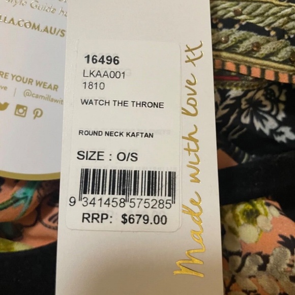 Camilla silk round neck kaftan ‘Watch the Throne’ O/S New with Tags - Picture 5 of 6